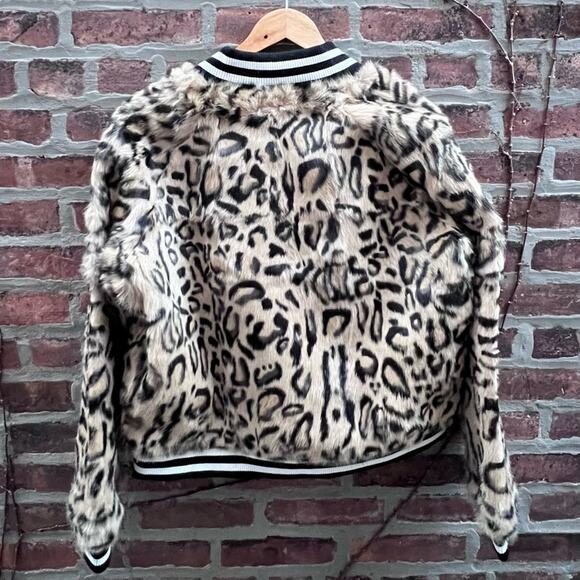 NEW Size Large Metric Units Leopard Print Real Rabbit Fur Bomber Track Jacket - Picture 8 of 8